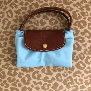 LONGCHAMP Le Pliage light blue nylon bag, small